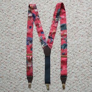 Pelican USA Suspenders Adjustable Clip On Style Red Abstract Fabric Stretch